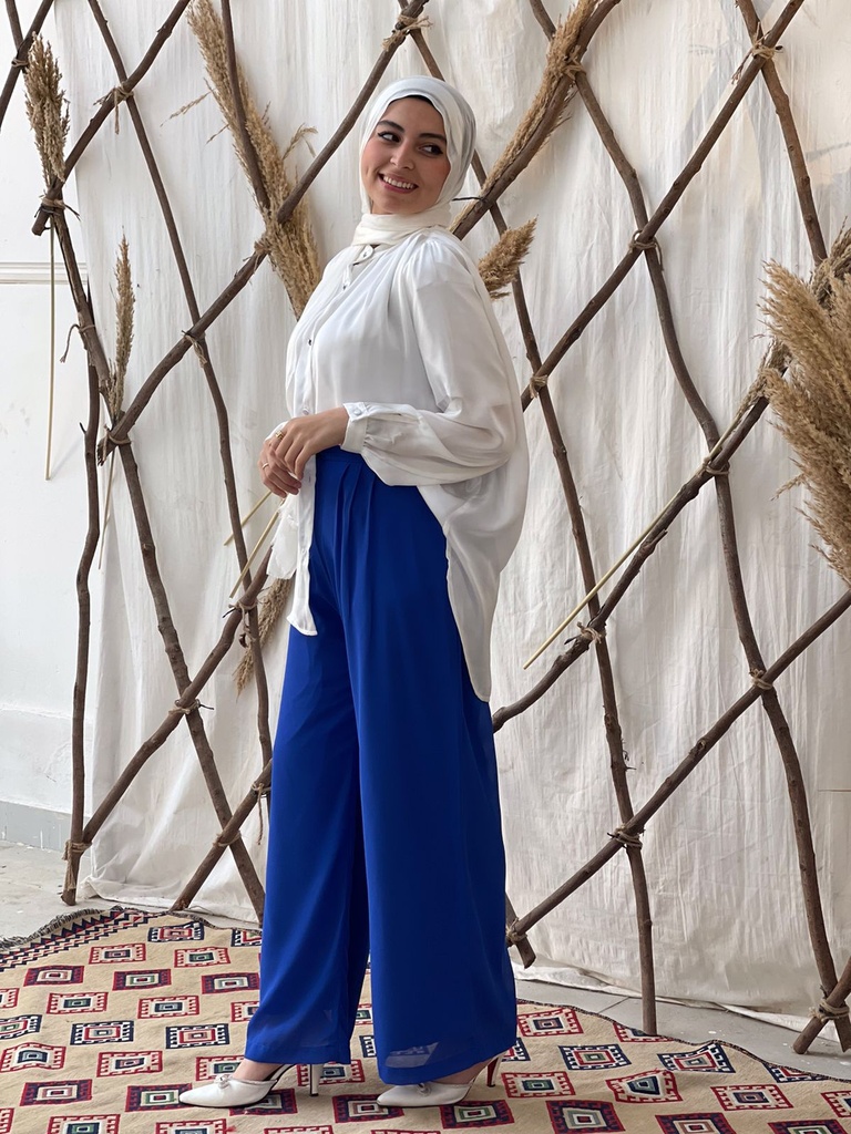 Hagag Maria Chiffon wide Leg Pants - Blue