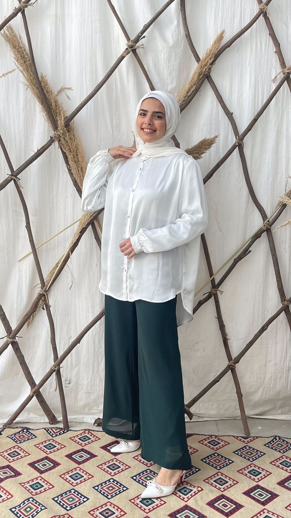 Hagag Maria Chiffon wide Leg Pants -Avocado