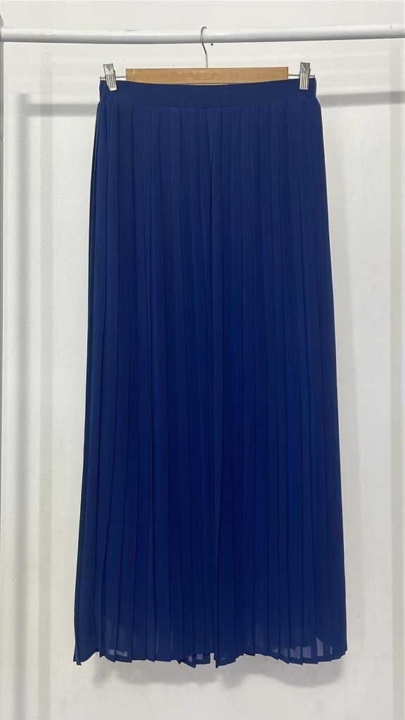Hagag Plain Chiffon Pleated Skirt -Navy
