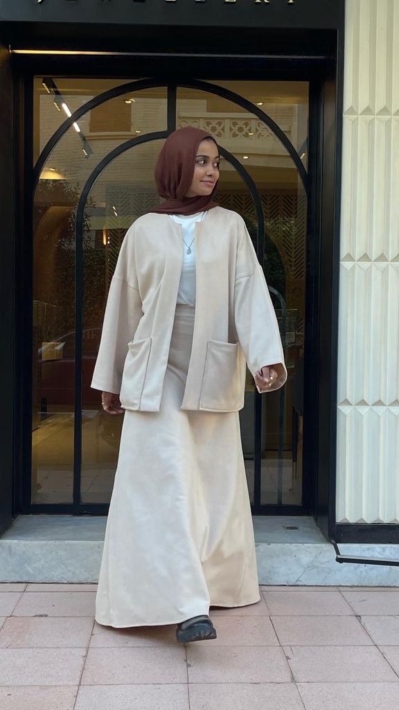 Hagag Malika Suede Skirt - Beige