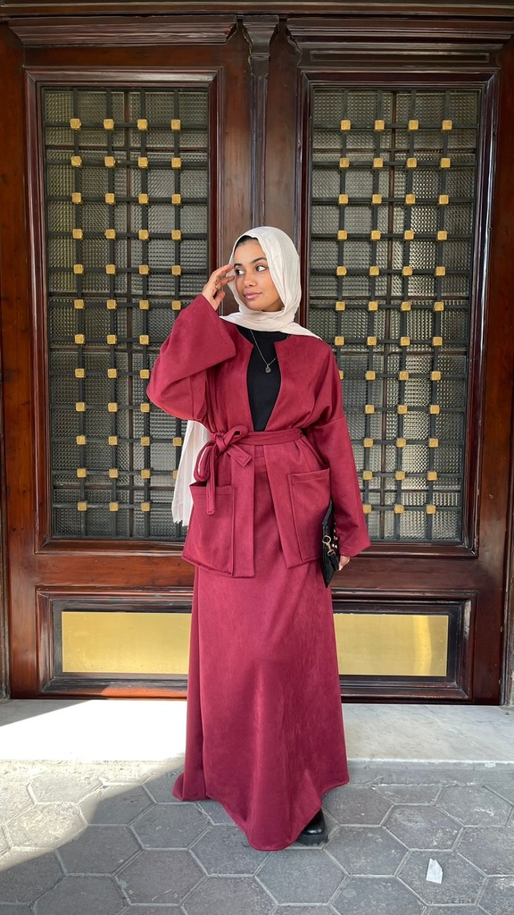 Hagag Malika Suede Skirt - Burgundy