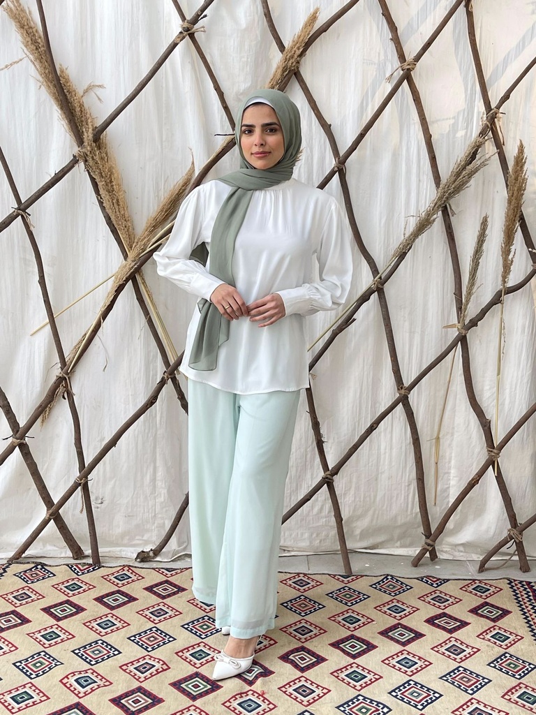 Hagag Maria Chiffon wide Leg Pants -Mint