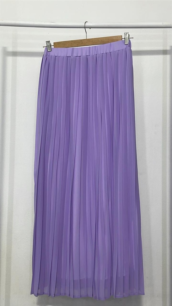 Hagag Plain Chiffon Pleated Skirt -Lilac