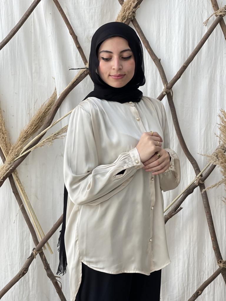 Hagag Aryam Satin Blouse - Beige
