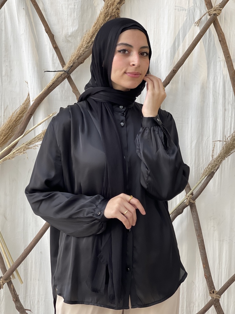 Hagag Aryam Satin Blouse - Black