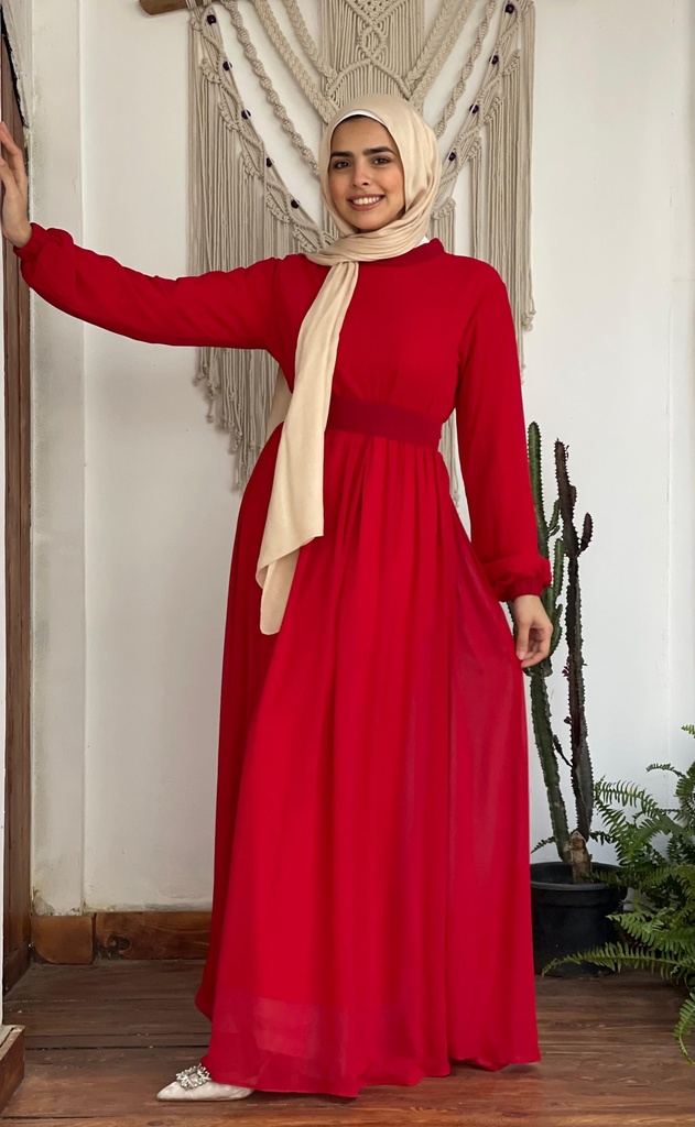 Hagag Flowy Dress -Red