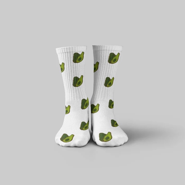 dot Avocado White Socks