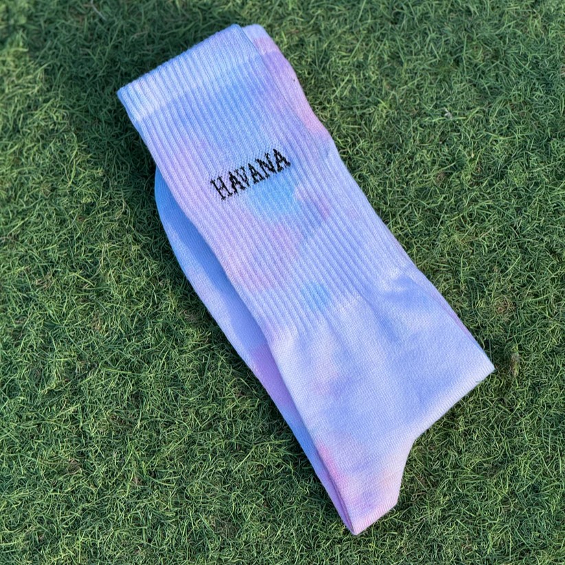 dot Pink Baby Blue Tie Dye Socks