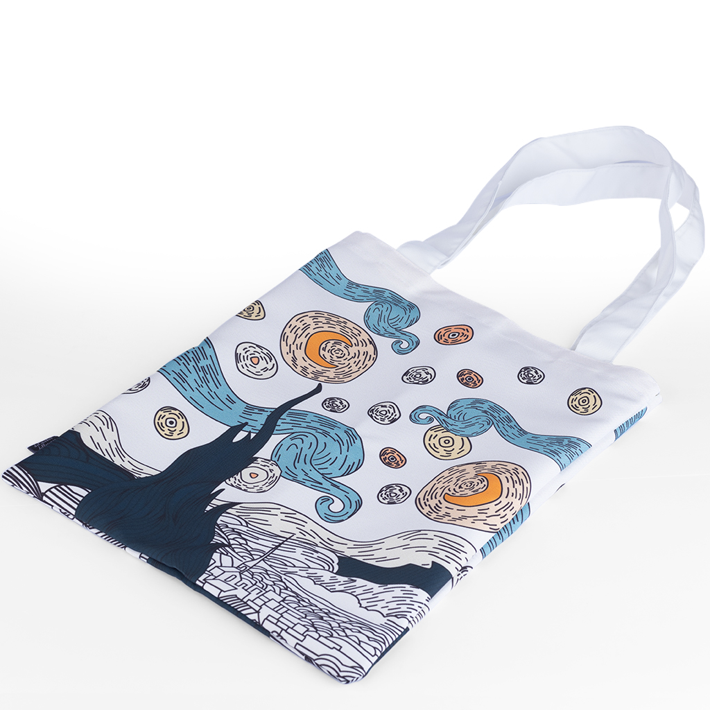 dot starry night tote bag