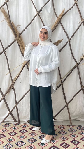 Hagag Maria Chiffon wide Leg Pants -Avocado