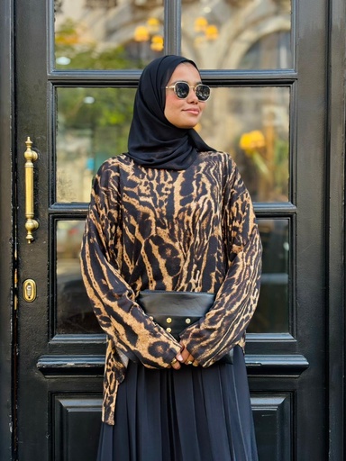 Hagag Leopard Knitted Blouse