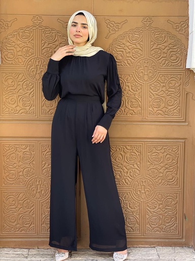Hagag Maria Chiffon wide Leg Pants -Black