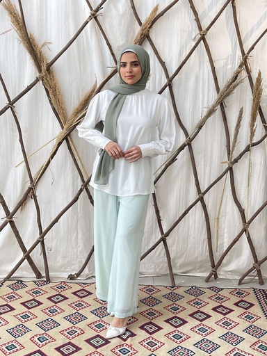 Hagag Maria Chiffon wide Leg Pants -Mint