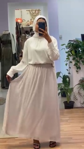 Hagag Rowena Chiffon Skirt -Pearl White