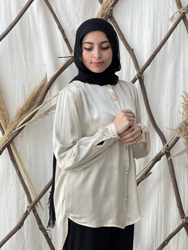 Hagag Aryam Satin Blouse - Beige