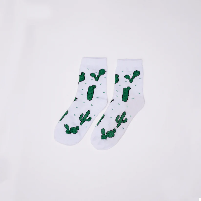 [4481] dot Cactus white Socks