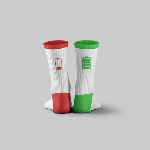 [4482] dot Battery White Socks