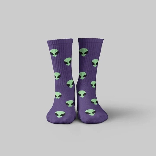 [4484] dot Alien Purple Socks