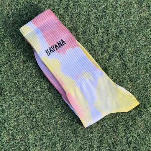 [4487] dot Yellow Red Tie Dye socks