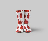 [4732] dot Thumbs Up Mid Calf Sockes