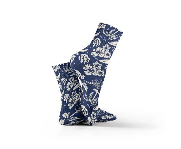 [4949] dot White Palm Trees Socks