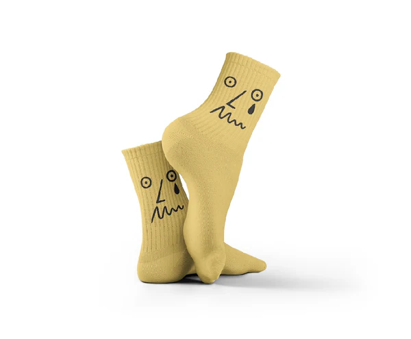 [4953] dot Sad Doodle Socks