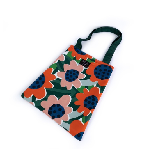 [3761] dot green flower tote bag